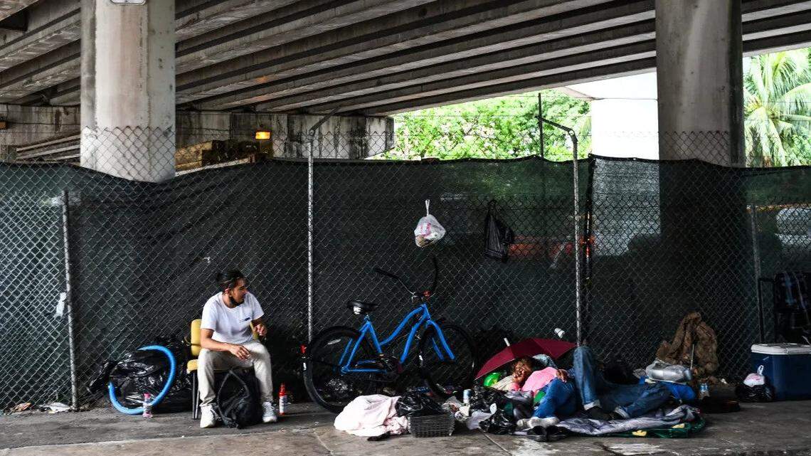 In addition to homeless populations in urban centers, such as in Miami, above, Florida also has homeless “woods dwellers” in more rural areas.