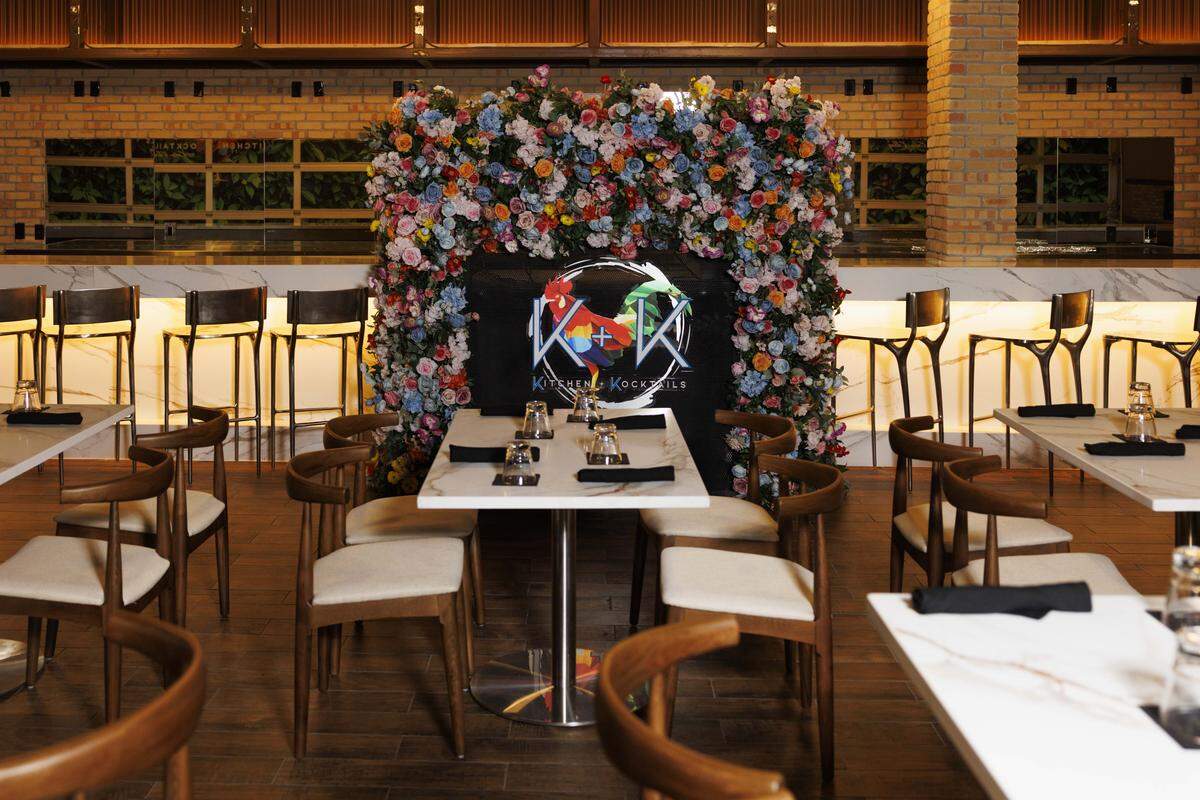 The DJ booth sits inside a new restaurant, Kitchen + Kocktails by Kevin Kelley, during the week before opening on Monday, Jan. 12, 2026, in Wynwood.