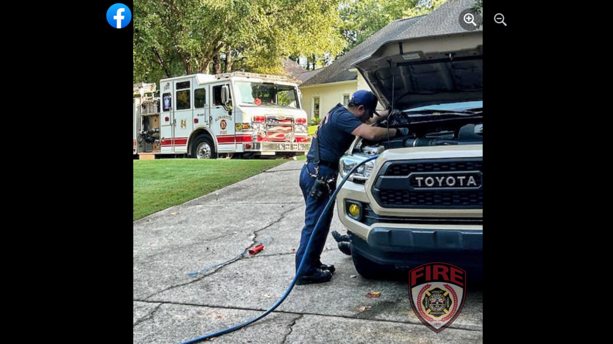 A small, orange kitten was trapped in the engine compartment of a Georgia family’s Toyota truck.