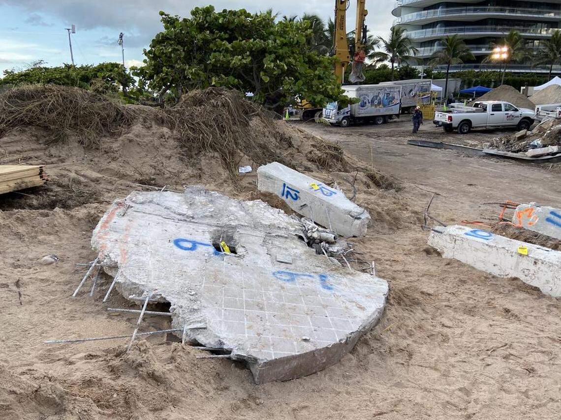 Building elements such as columns, beams and floor slabs are identified, removed from the debris pile, tagged and moved to a holding area before the evidence is transported by police escort to an offsite storage facility where it will be preserved for study.