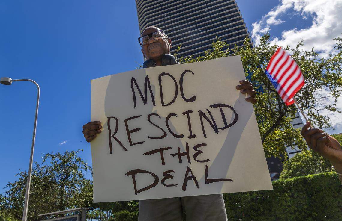 Miami-Dade resident William B. was among a group of people that attended a protest next to the Freedom Tower, lead by Retired Prof. Marvin A Dunn against giving Miami Dade College property to be used for the Trump presidential library on Monday September 29, 2025.
