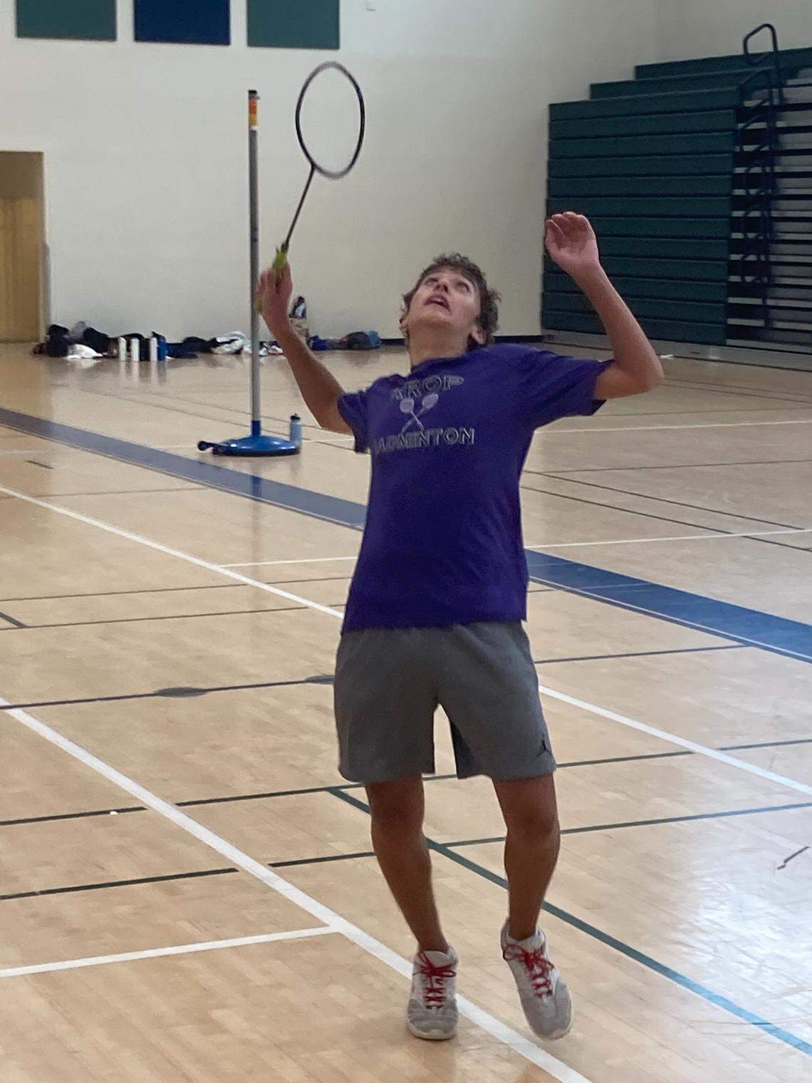 Krop's Klim Shpagonov won the boys’ singles championship on Wednesday at the GMAC badminton championship at Reagan High in Doral, Fla.