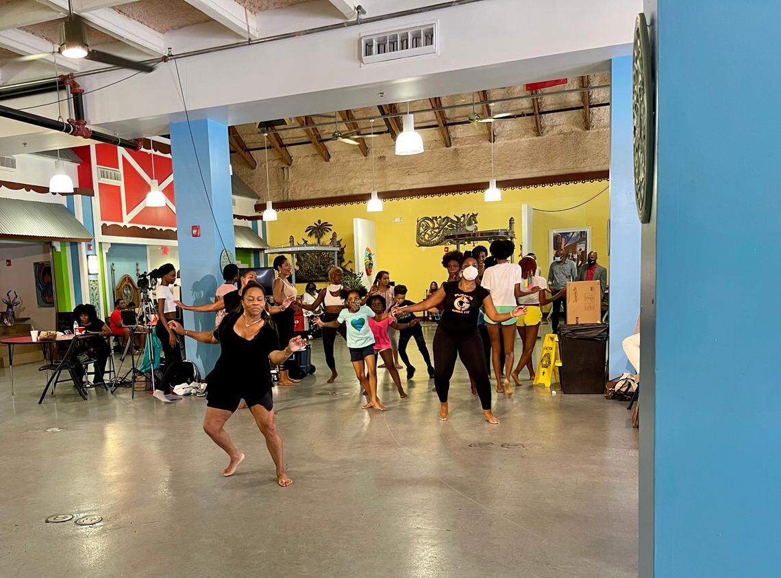 Residents participate in Afro-dances during a Fèt Chanpèt event at the Little Haiti Cultural Complex on Saturday, Aug. 14, 2021.