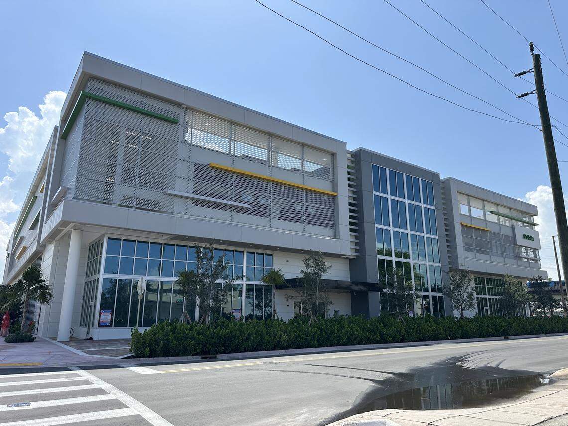 The new Riviera Plaza Publix at 1542 South Dixie Highway, seen here from Yumuri Street in Coral Gables, nears completion in this photo on Aug. 25, 2025. The store is to open on Sept. 25, Publix says.