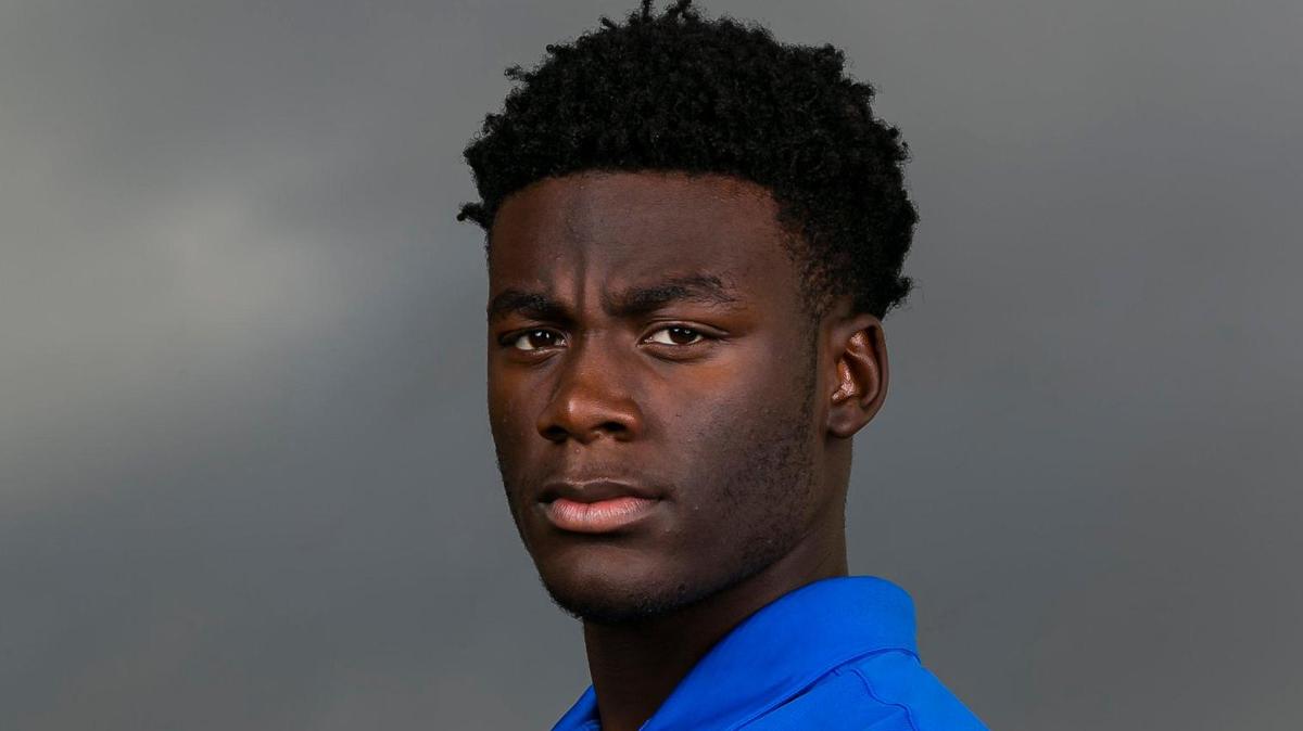 Broward Football Big School Defensive Player of the Year Nyjalik Kelly, from Dillard High School, is photographed at Brian Piccolo Park in Hollywood, Florida on Tuesday, January 11, 2022.