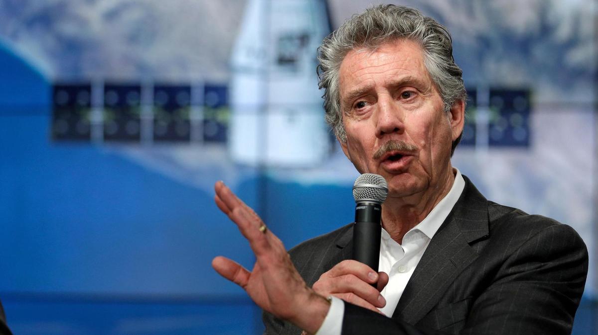 FILE - Robert Bigelow, founder and president of Bigelow Aerospace, speaks at a news conference at the Kennedy Space Center in Cape Canaveral, Fla., on April 7, 2016. Las Vegas-based hotel magnate and longtime UFO researcher Bigelow has donated, through his owned companies, a total of $5.7 million to Nevada GOP gubernatorial nominee Joe Lombardo’s campaign or PACs supporting his campaign this election cycle.