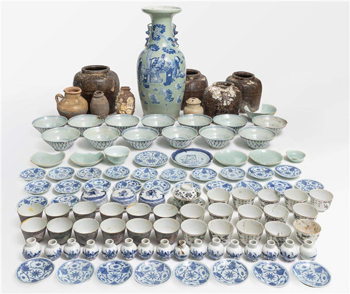 Some of the pottery salvaged from the shipwreck.