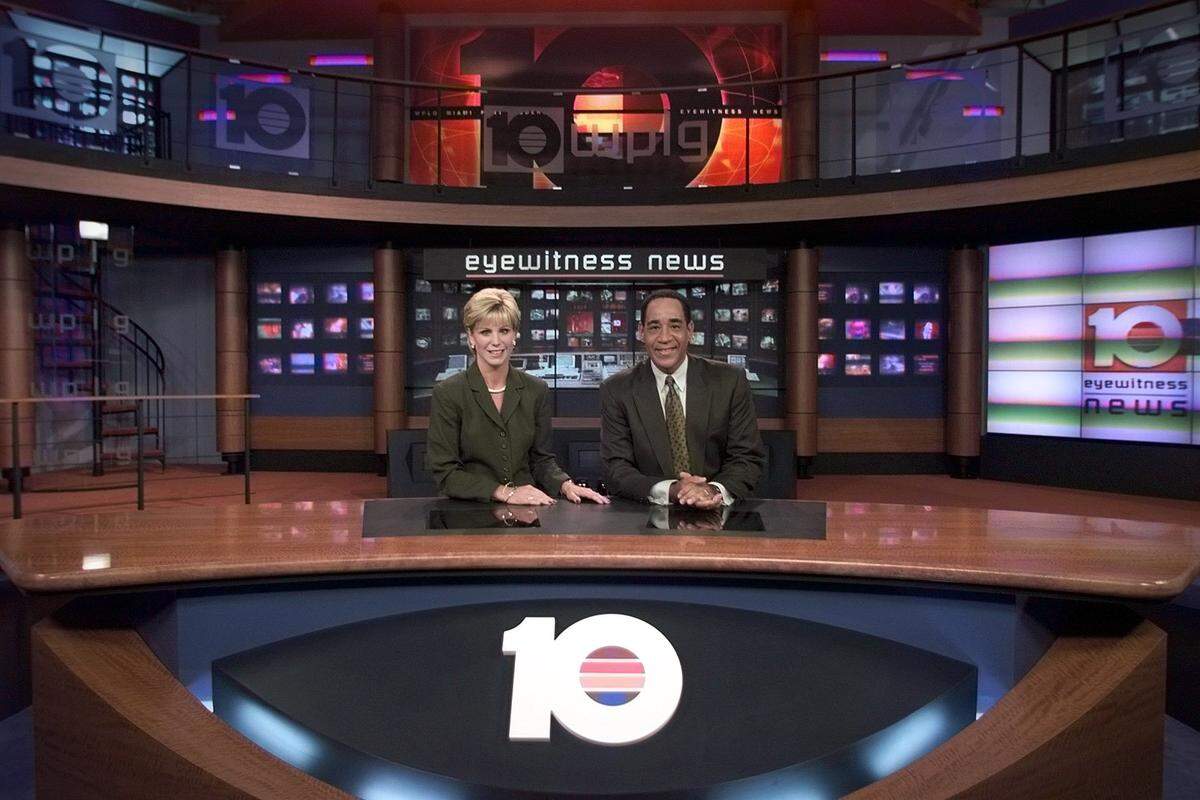 WPLG-Channel 10 anchors Kristi Krueger and Dwight Lauderdale.