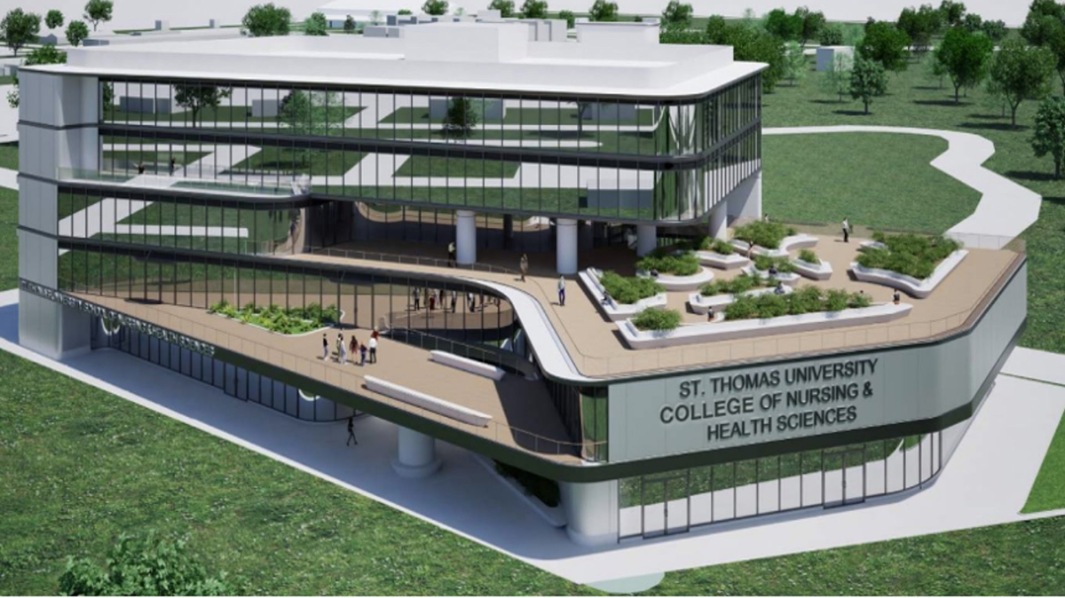 A rendering of a proposed design for the new 99,000-square-foot nursing college building at St. Thomas University in  Miami Gardens. STU is seeking $3.5 million from the Florida Legislature to jump-start the project.
