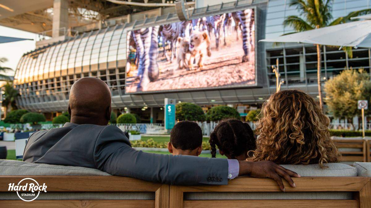 The games will be broadcast on the outdoor screen at Hard Rock Stadium in Miami Gardens.