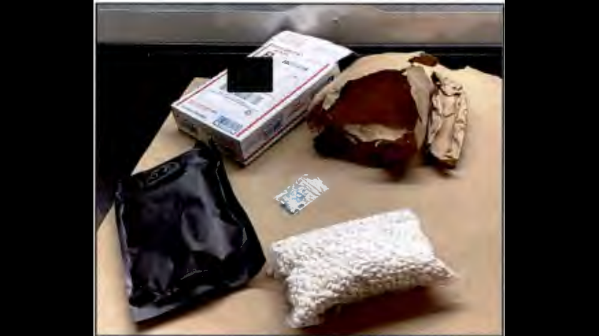 A Chinese national is accused of supplying a powdered opioid substance, more potent than fentanyl, to an unnamed Miami co-conspirator for making counterfeit pills to be distributed nationwide, as shown in a photograph cited in an indictment unsealed Monday in Miami federal court, May 11, 2026.