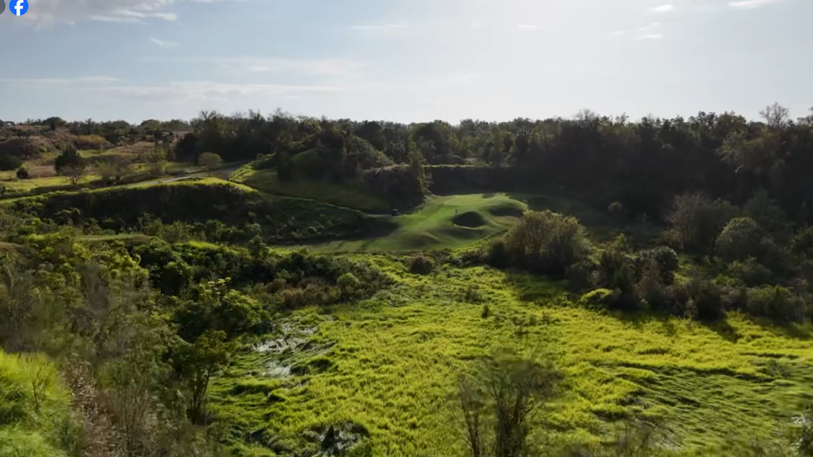 Black Diamond Ranch in Florida describes hole 17 as “a beast.” This 214-yard challenge demands precision as you tee off over the smaller of the two quarries,” the course says.