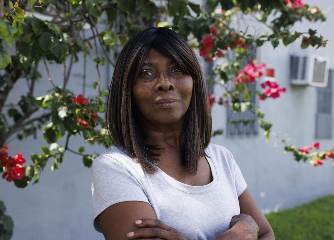 Shirley Phinzee, a local nighttime janitor, poses after an interview on Monday, Sept. 15, 2025 outside her church, Harvest Center International, in Liberty City, Miami, Fla. Phinzee used to take care of a pastor for her old church for a reduced rent, but after he passed, she became homeless. Phinzee needs her car since she works until 1 A.M. and has found bus transportation to be unreliable. ÒBetween car payment and insurance and storage, canÕt save up enough to afford my own place,Ó said Phinzee. Prior to working for the pastor, Phinzee also had a history of having violence against her by people she would rent rooms from. ÒAt least with my car, no one can do that to me because this is mine,Ó said Phinzee.