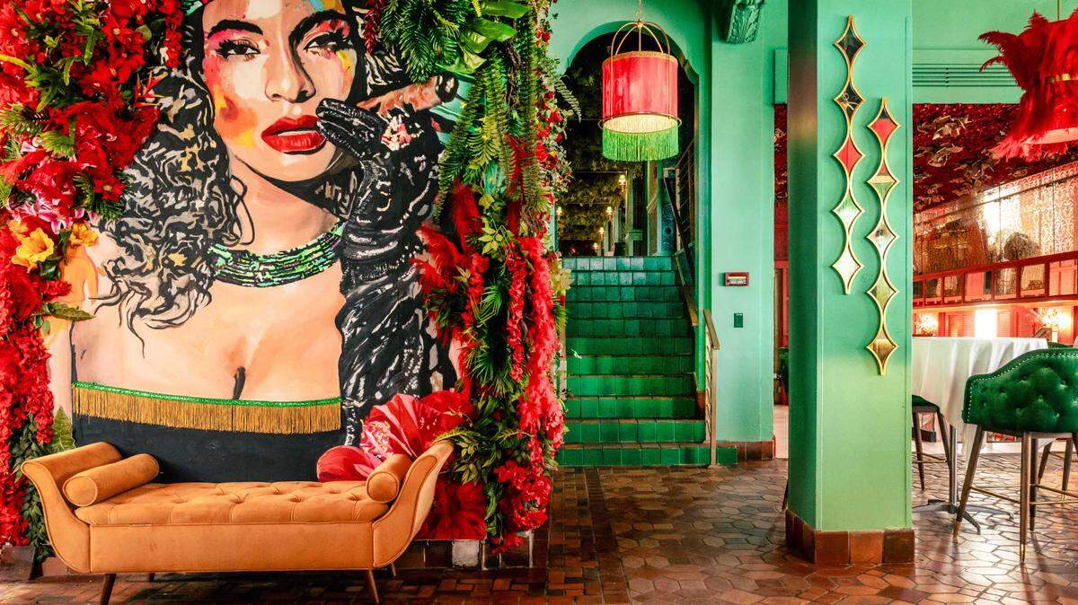 The interior of the new J’Adore restaurant and cabaret in Miami Beach.