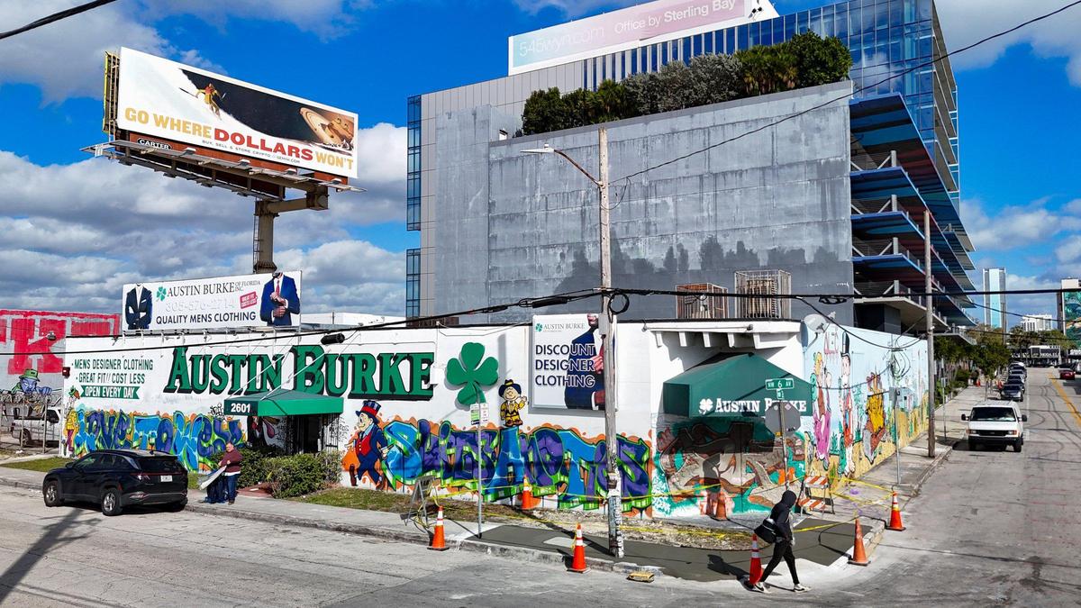 A view of Austin Burke’s discounted designer clothing store on the border of Wynwood and Aklapattah in Miami, Florida on Friday, Jan. 10, 2025.
