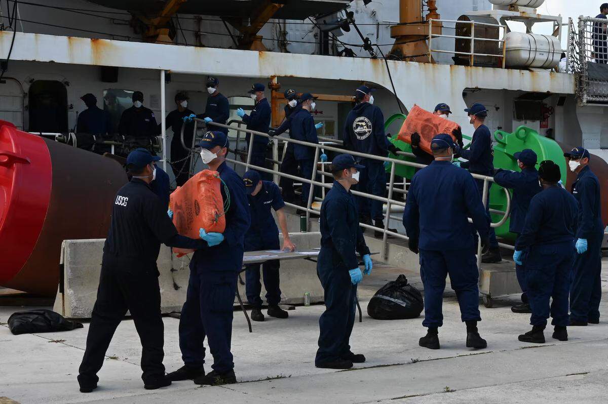 Coast Guard crews uncovered more than 12,100 pounds of cocaine, valued at over $160 million, in nine separate busts in the Caribbean Sea on Tuesday, Sept. 19, 2023.