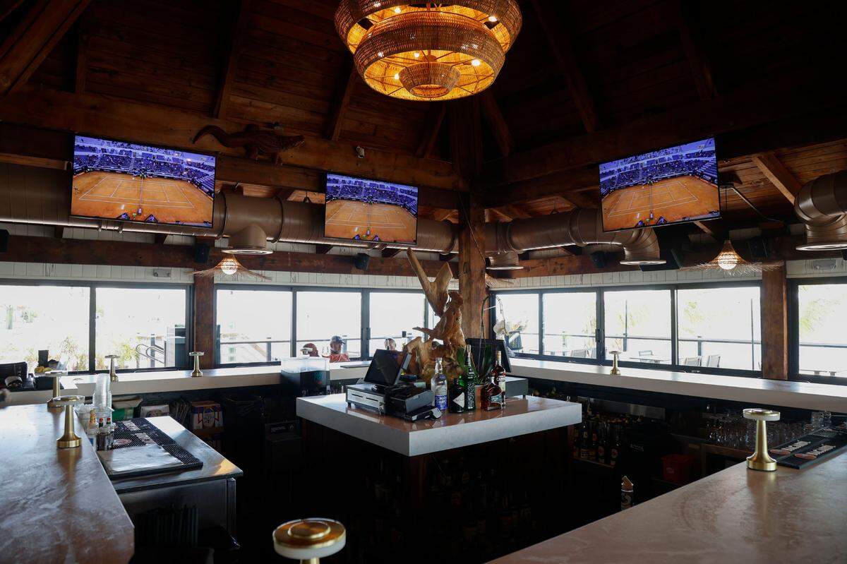 The indoor bar at the new Oceanside Safari in Islamorada, which has been renovated and redesigned.