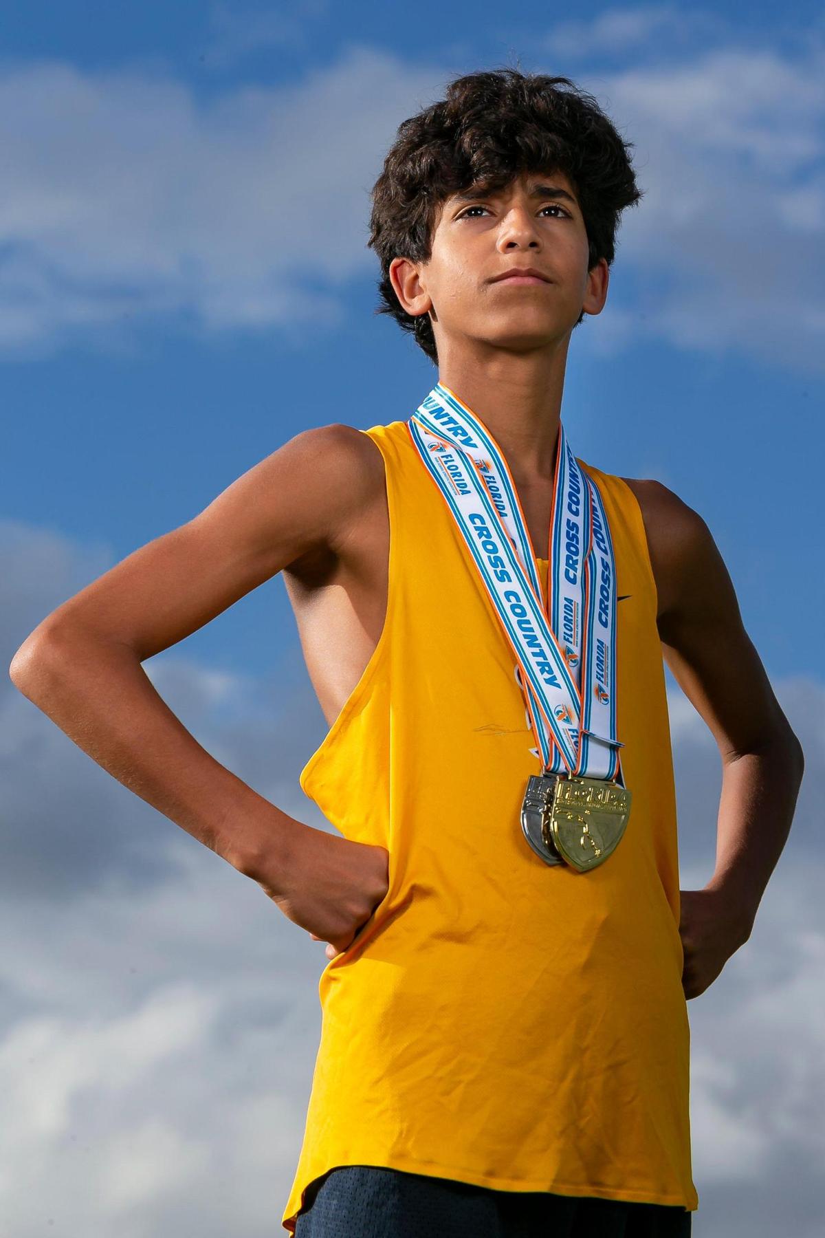 Dade Cross Country Player of the Year Joshua Ruiz, from Belen Jesuit Preparatory School, is photographed at A.D. Barnes Park in Miami, Florida on Wednesday, January 12, 2022.
