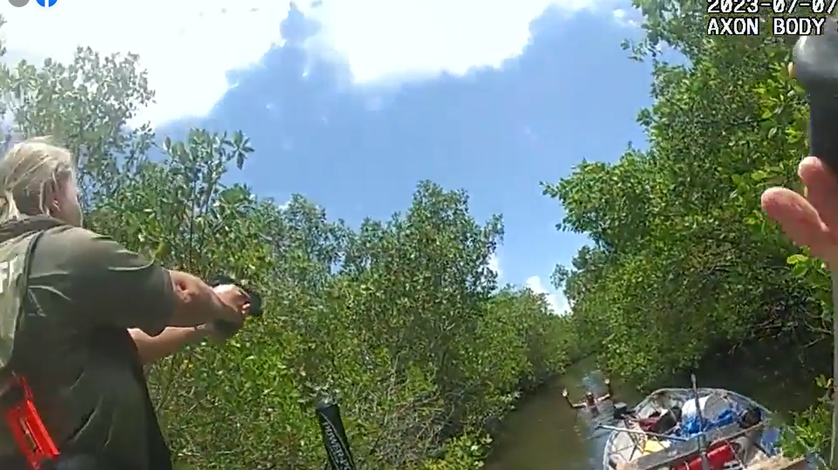 A manhunt deep in wilderness along Florida’s Alafia River took an odd turn when deputies found their suspect — under a boat in the alligator-infested waters.