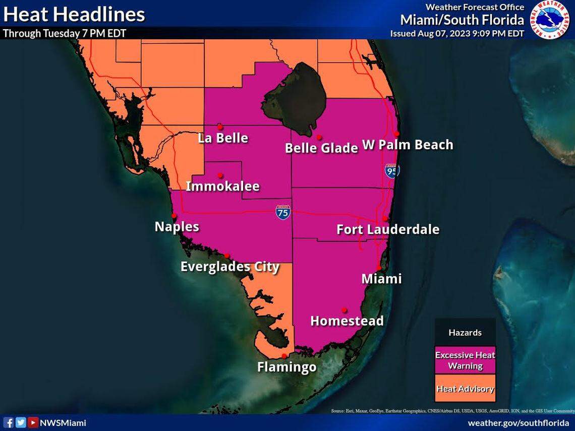 Excessive heat advisory in parts of Florida.