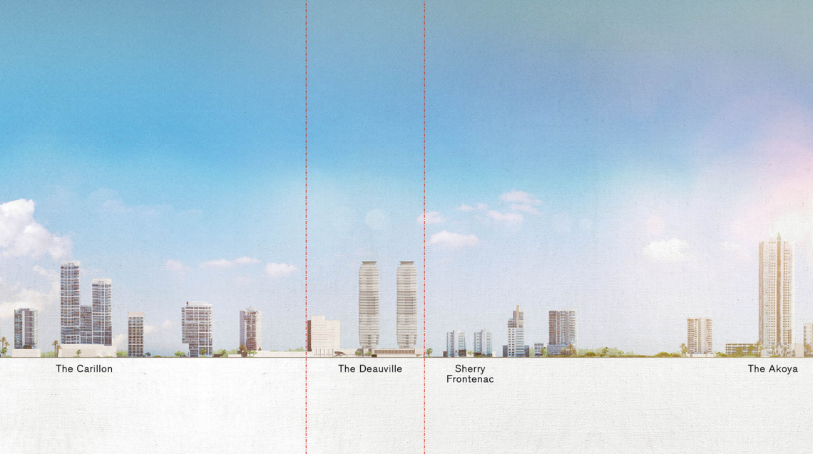 An image compares the height of proposed towers at the former Deauville site to other nearby buildings.