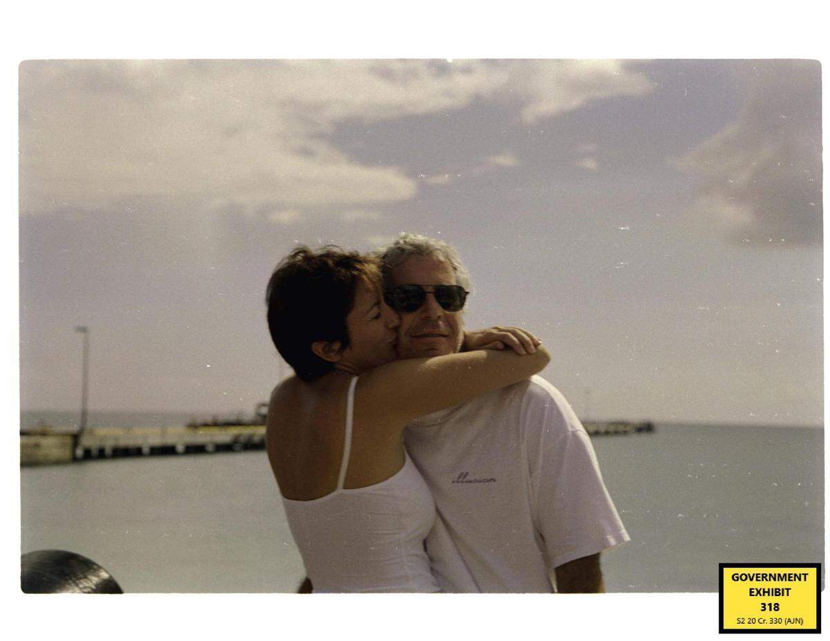 An image of Ghislaine Maxwell and Jeffrey Epstein introduced as evidence at Mawell’s trial.
