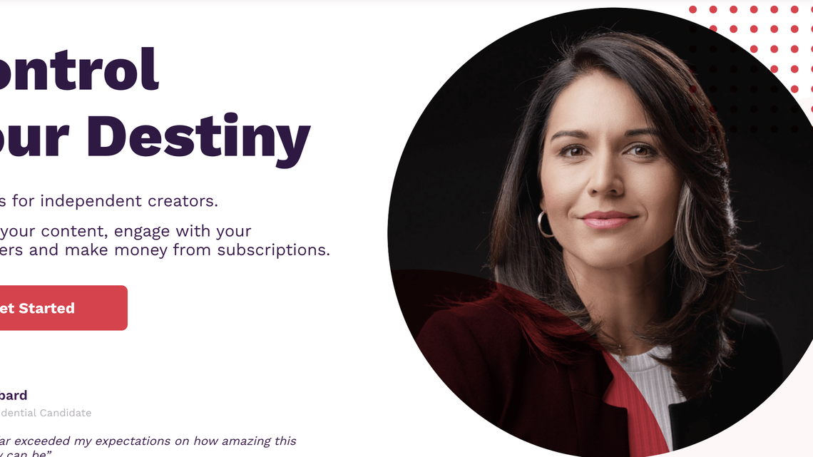 Former U.S. Rep. Tulsi Gabbard is among the personalities featured on Locals.com, a website whose headquarters is moving to Miami.