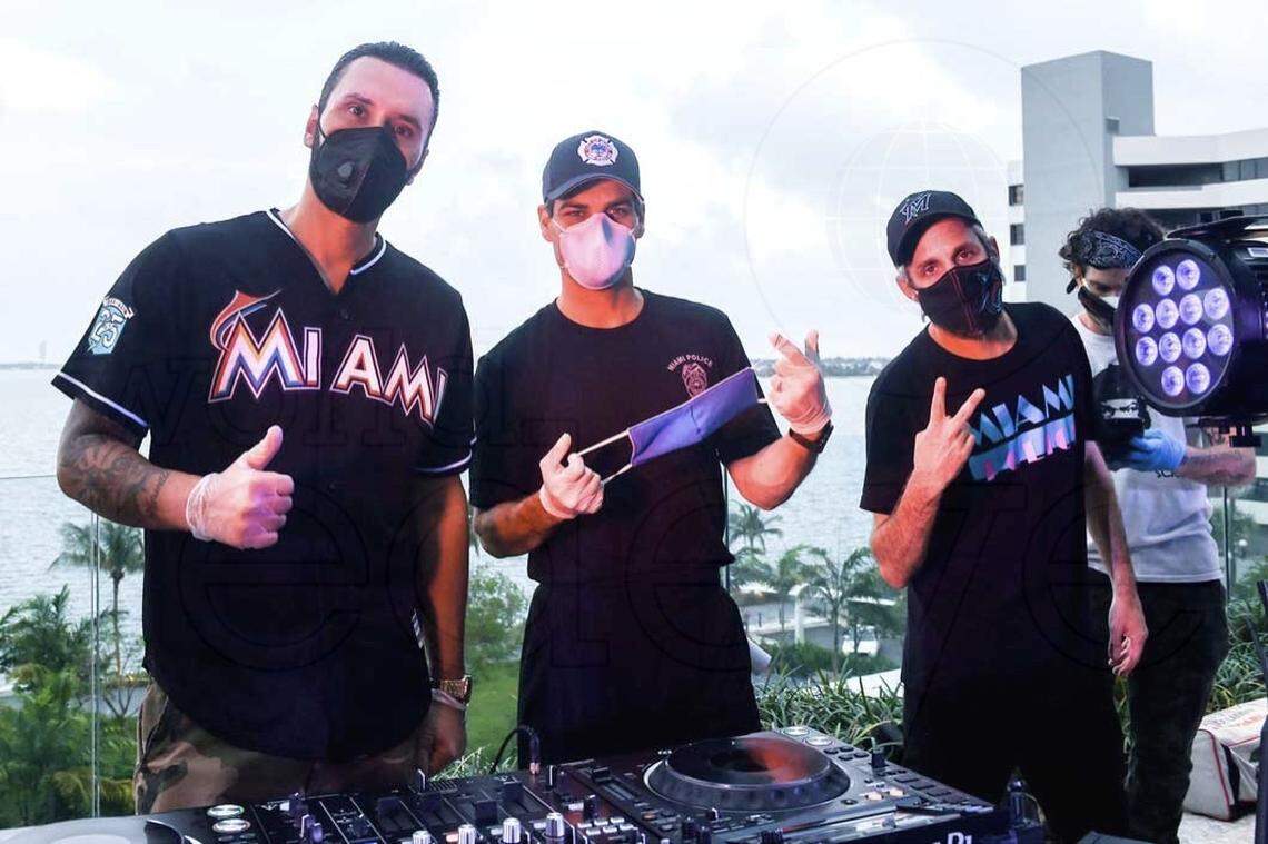 Cedric Gervais, Mayor Francis X. Suarez and Seth Browarnik at Gran Paraiso Residences