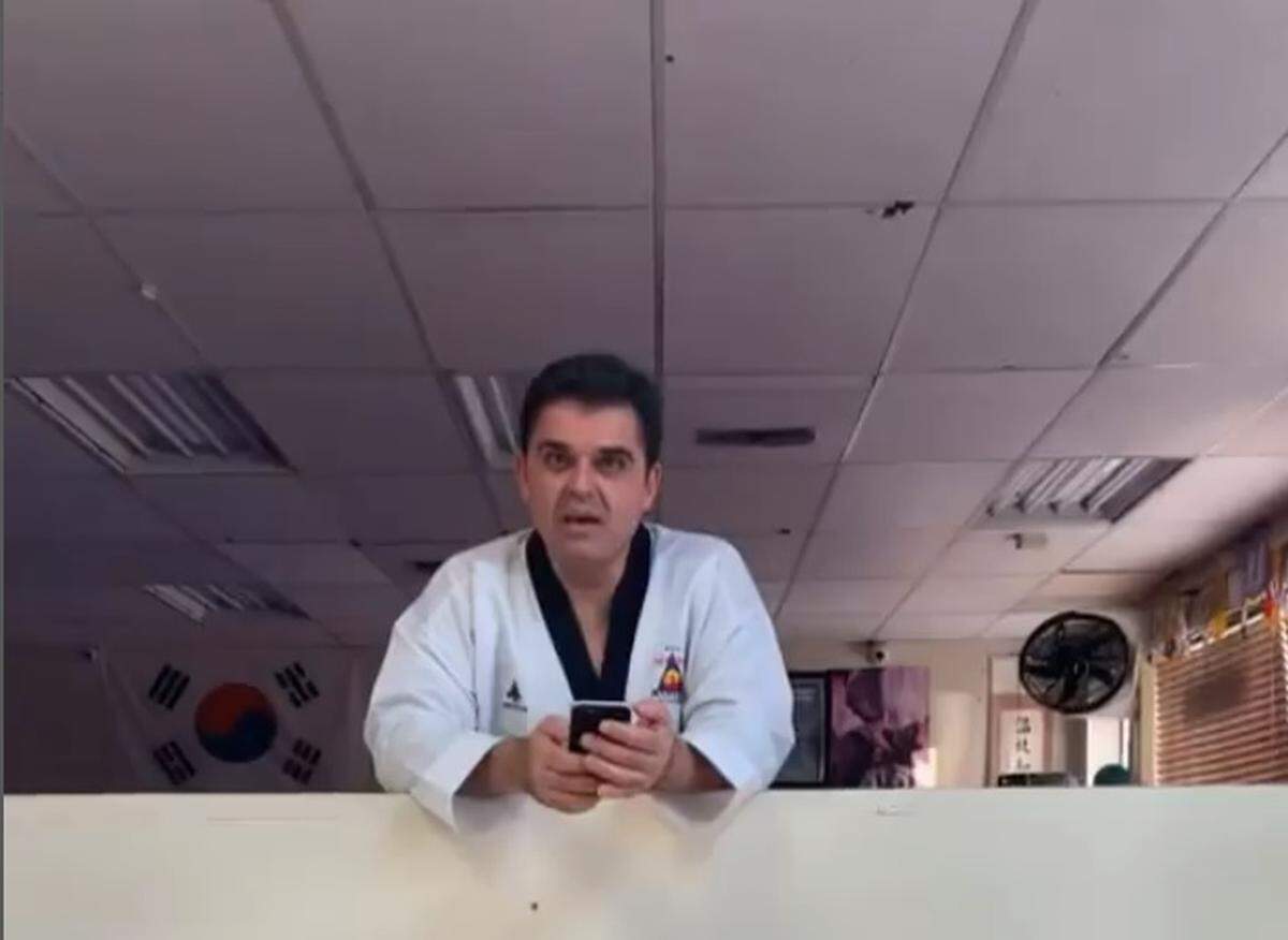 Jose Alcazar, 49, a Florida private prison employee, also runs a taekwondo studio in Clewiston. He is pictured here on the studio’s Instagram page.