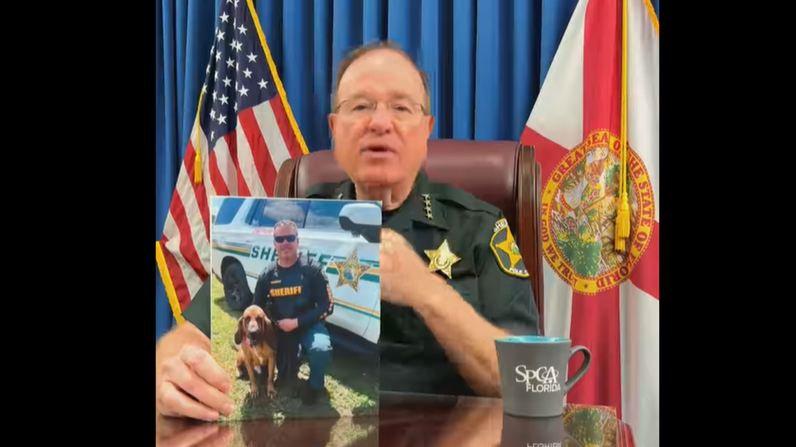 A K-9 bloodhound named Wyatt helped police search for a missing man with autism after he left his Florida home in the dark, Polk County Sheriff Grady Judd said.