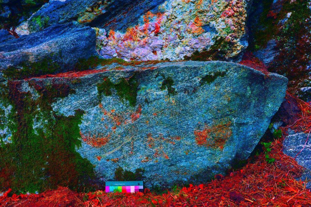 A photo with highlighted coloring shows the rowboat painting.