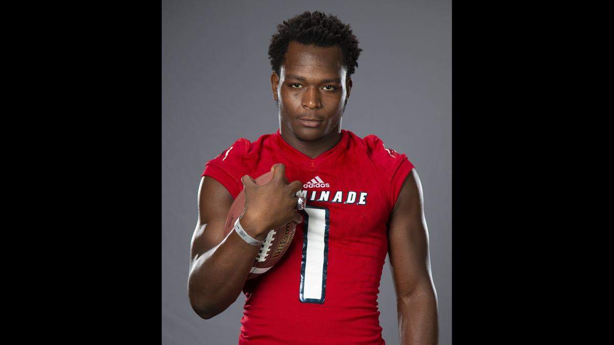 Keontra Smith of Chaminade-Madonna poses during High School Football Media Day at Hard Rock Stadium on Saturday, August 4, 2018.