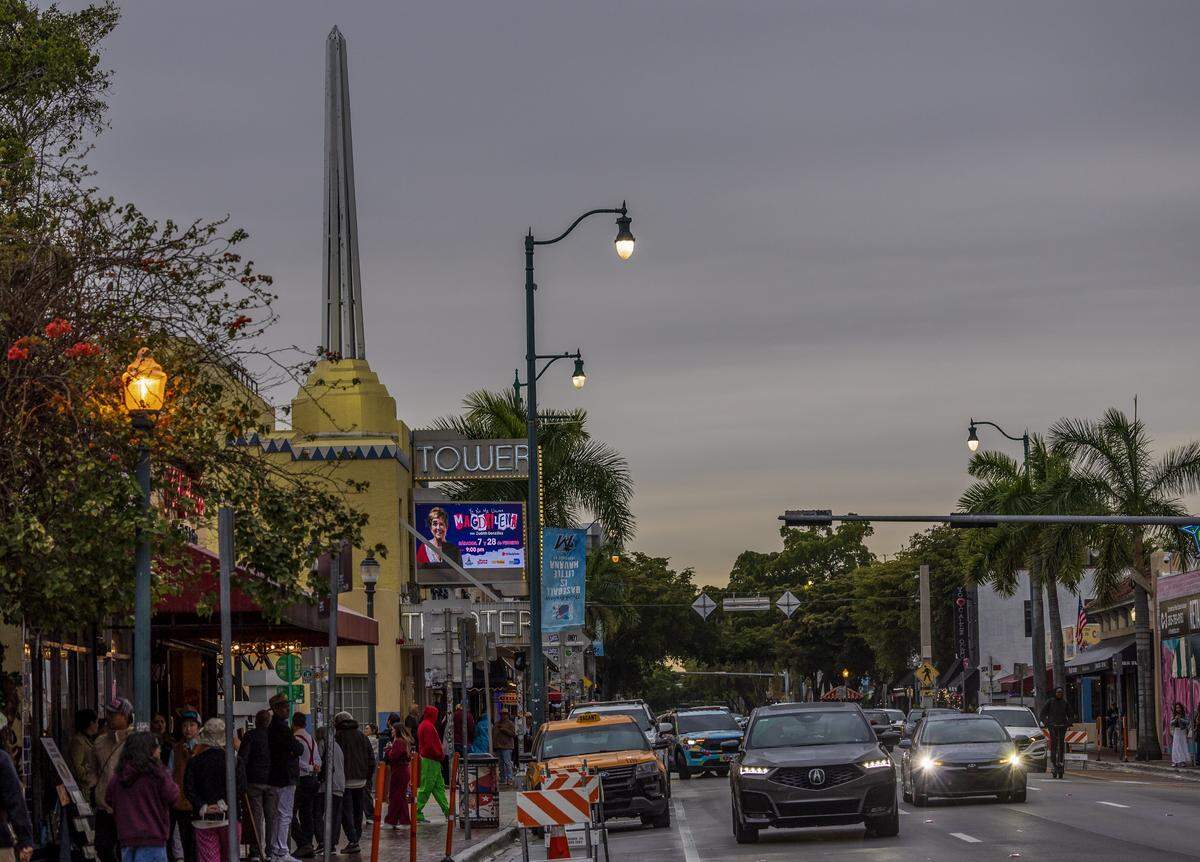 View of the iconic Tower Theater in Little Havana, one of the projects of former City of Miami Commissioner Joe Carollo's legacy being scrubbed from City Hall, after losing his bet to become City Mayor, last November, in Miami, on Wednesday, January 28, 2026.