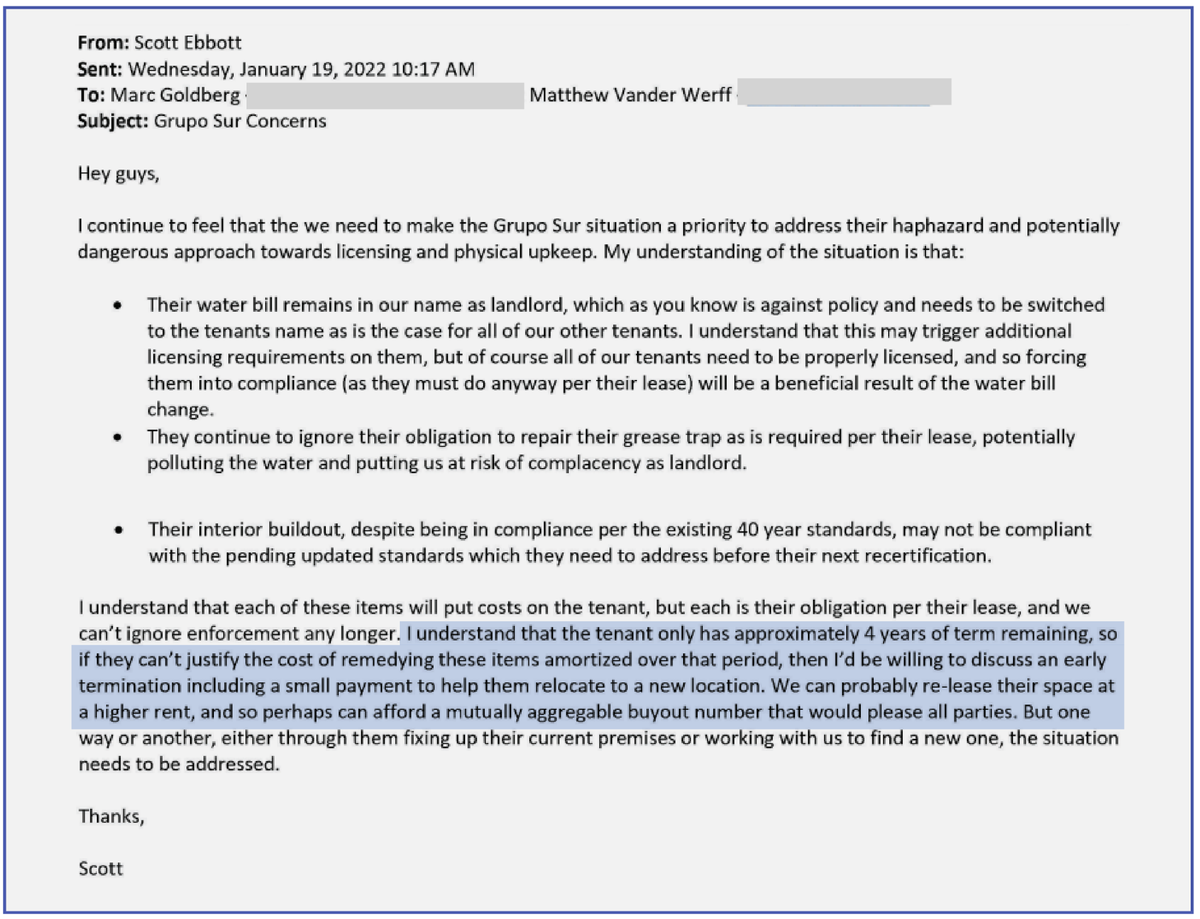 An AJ Capital executive discussed the Grupo Sur lease in a January 2022 email released during litigation.