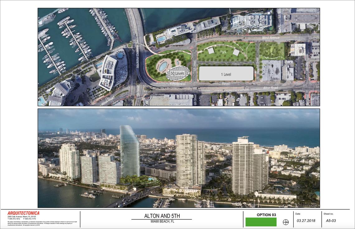 A rendering of the 50-story condo tower proposal from Crescent Heights and Arquitectonica.