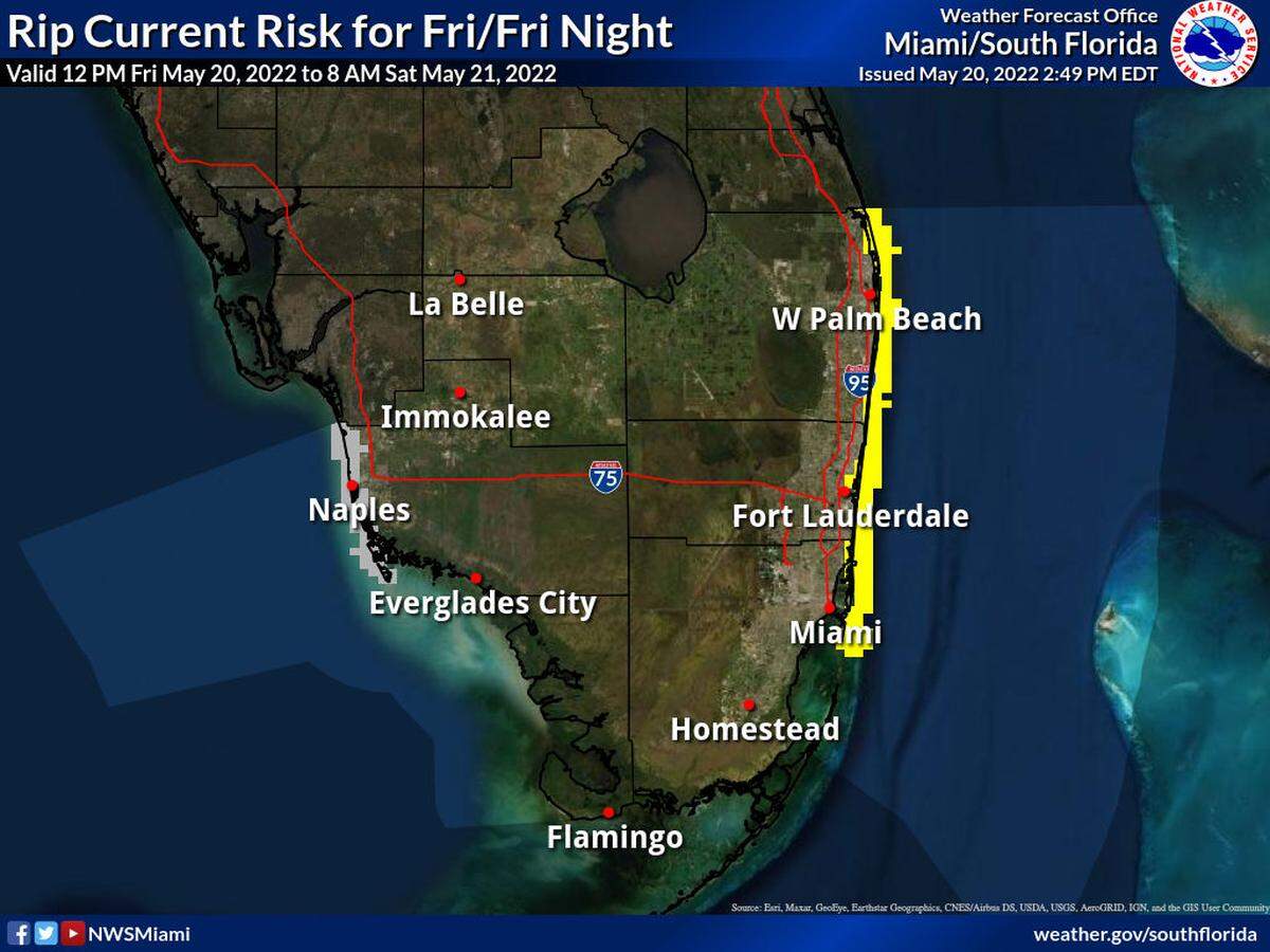There is a moderate risk of hazardous and life threatening rip currents at Atlantic beaches. Forecasters say to swim near a lifeguard.