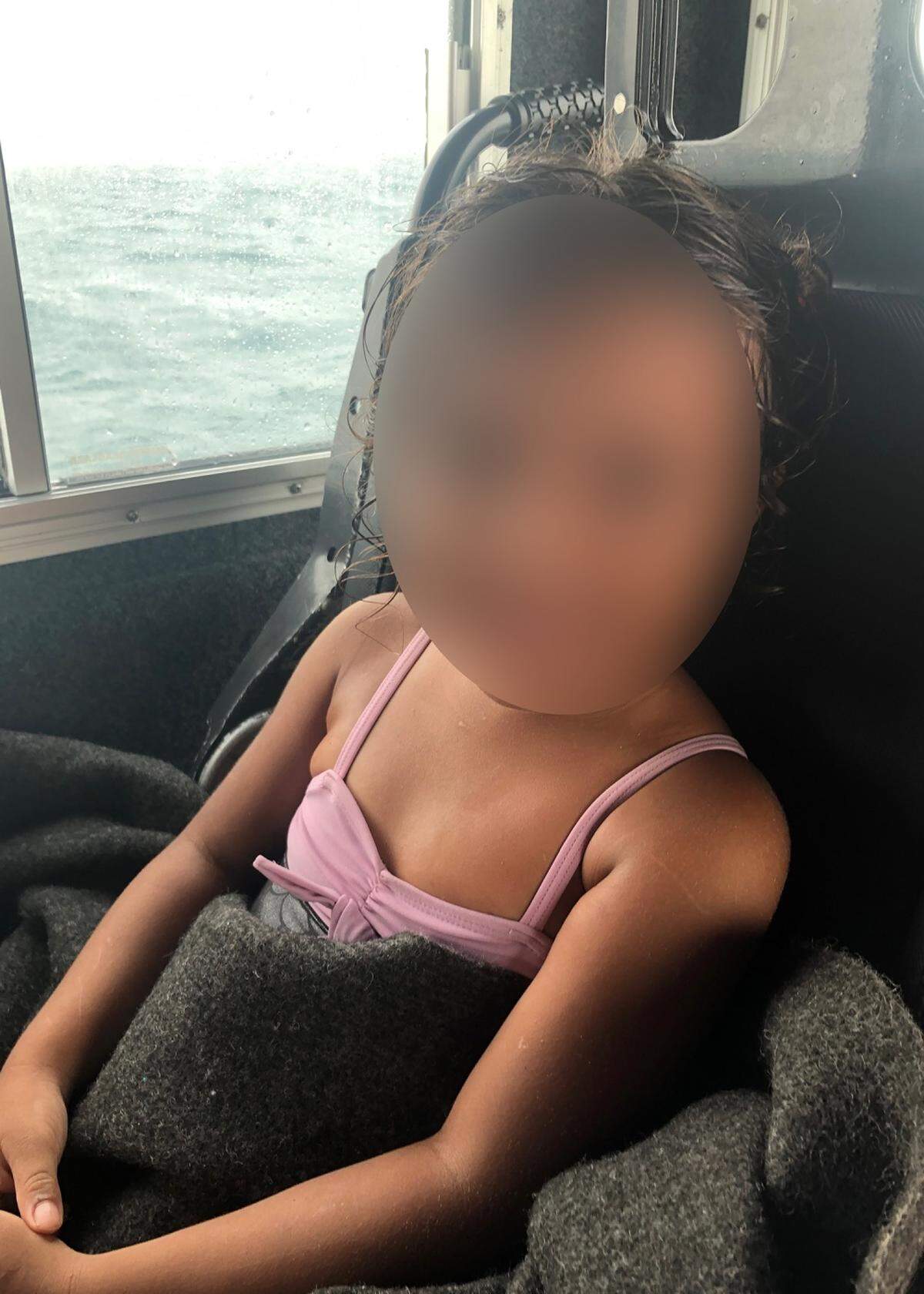 The girl rescued from the raft on June 22.
