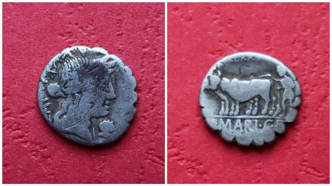 The coin dates to about 81 B.C., experts said.