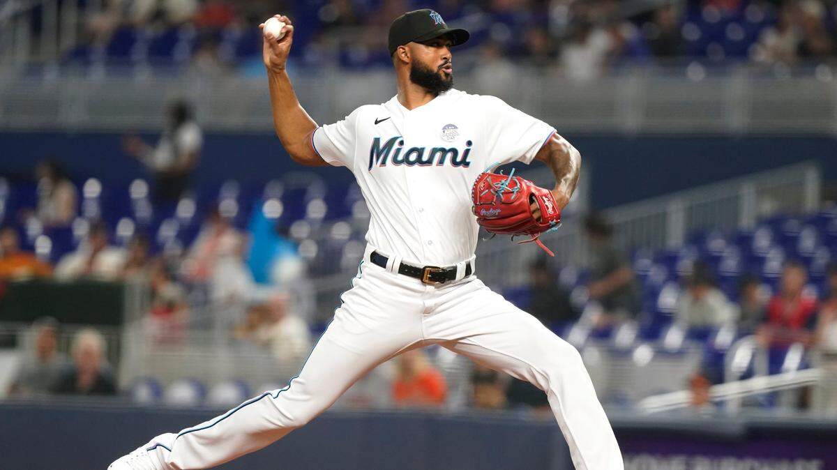 Miami Marlins starting pitcher Sandy Alcantara throws a pitch during the first inning of a baseball game against the San Francisco Giants, Thursday, June 2, 2022, in Miami. (AP Photo/Marta Lavandier)