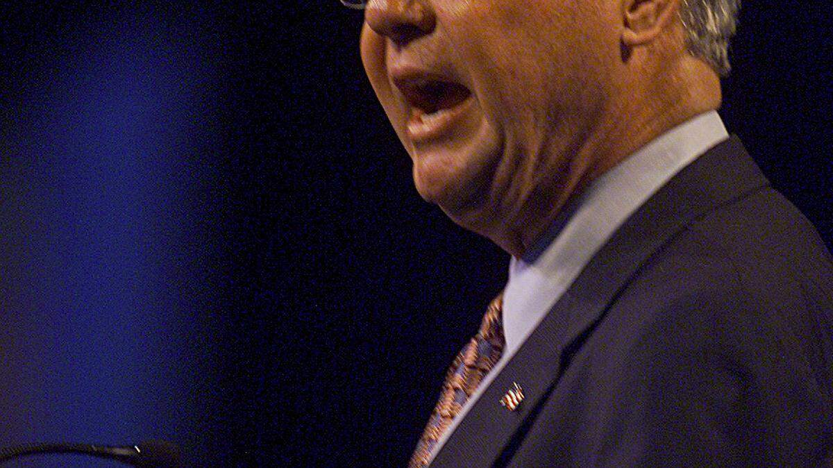 7/14/03-C.W. GRIFFIN/HERALD STAFF-- MIAMI BEACH-- Democratic presidential candidate and Florida Sen. Bob Graham, then a Democratic candidate for governor, spoke at a candidate’s forum at the Miami Beach Convention Center on July 14, 2003.
