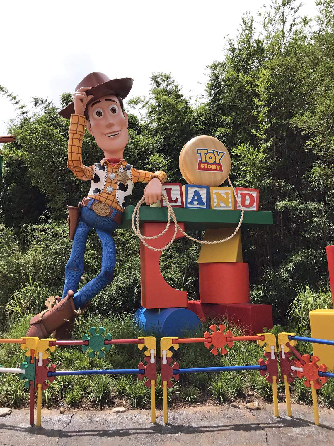 Sheriff Woody greets guests at the entrance to Toy Story Land at Disney’s Hollywood Studios. The new land opened in 2018, part of the park’s shift away from showing off the magic of movie-making.