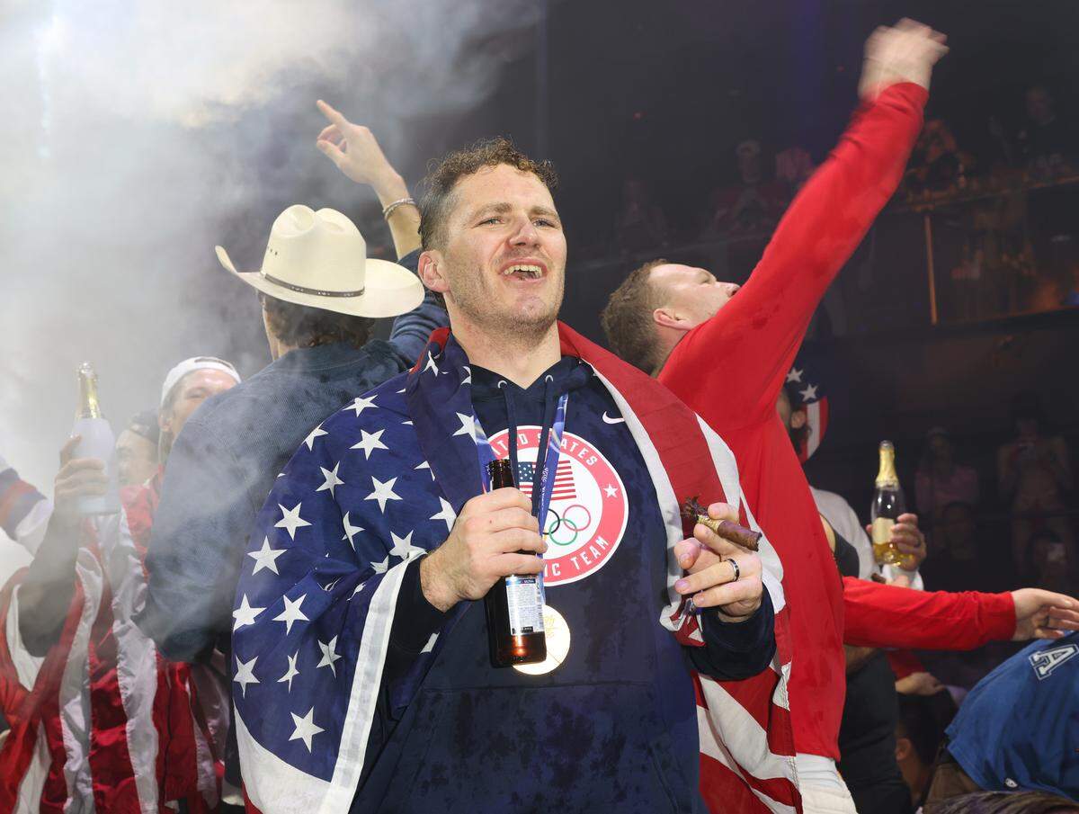 MIAMI, FLORIDA - FEBRUARY 23: Matthew Tkachuk attends a celebration of the USA Men's Hockey Team's Olympic Gold at E11EVEN Miami on February 23, 2026 in Miami, Florida.  (Photo by Alexander Tamargo/Getty Images for E11EVEN Miami)