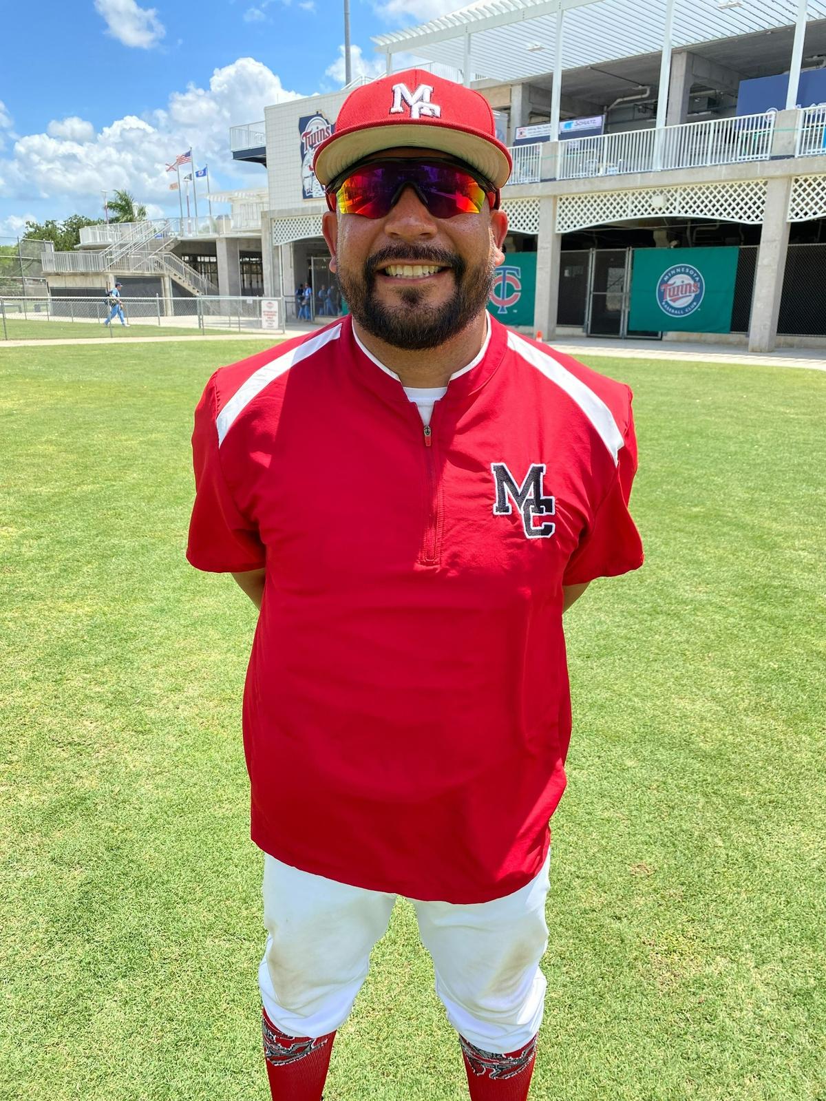 Miami Christian baseball coach Chris Cuadra