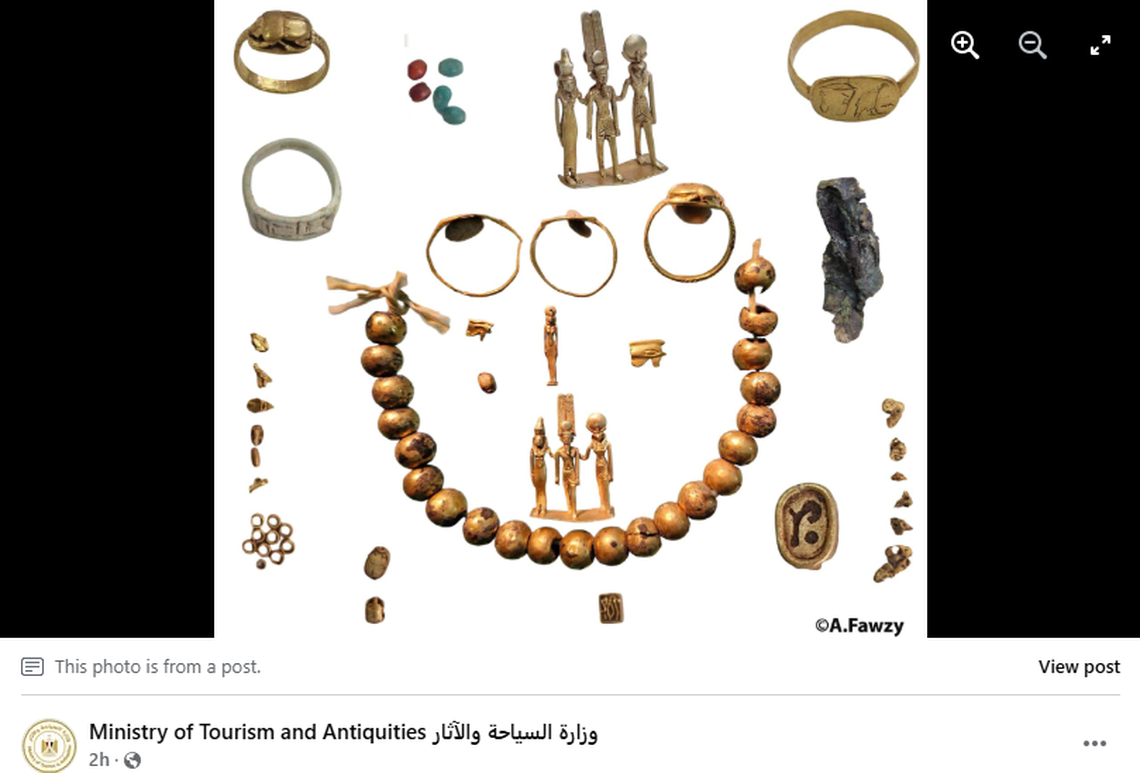 Items ranging from golden rings to godly status were found in the broken pottery, officials said.