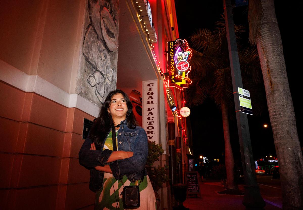 Carolina Florez, @carothetourguide on TikTok, poses on Calle Ocho on Tuesday, Jan. 7, 2025, in Little Havana. Carolina’s social media following grew during the COVID-19 pandemic, and she has since become an influencer, so if TikTok is banned, her income will be affected.