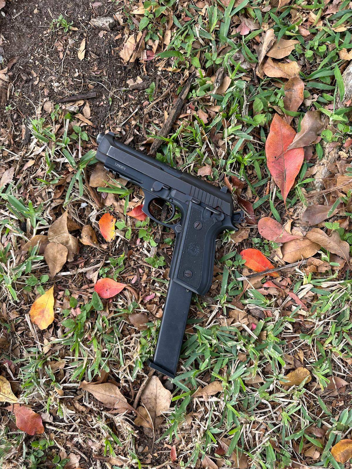 A pistol with an extended magazine was found near a 15-year-old boy who was shot at by a deputy and grazed in the ankle, according to the Sheriff’s Office.