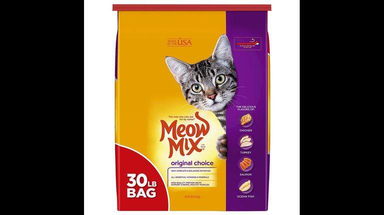 A salmonella problem caused Meow Mix sold at Walmart in eight states to be recalled