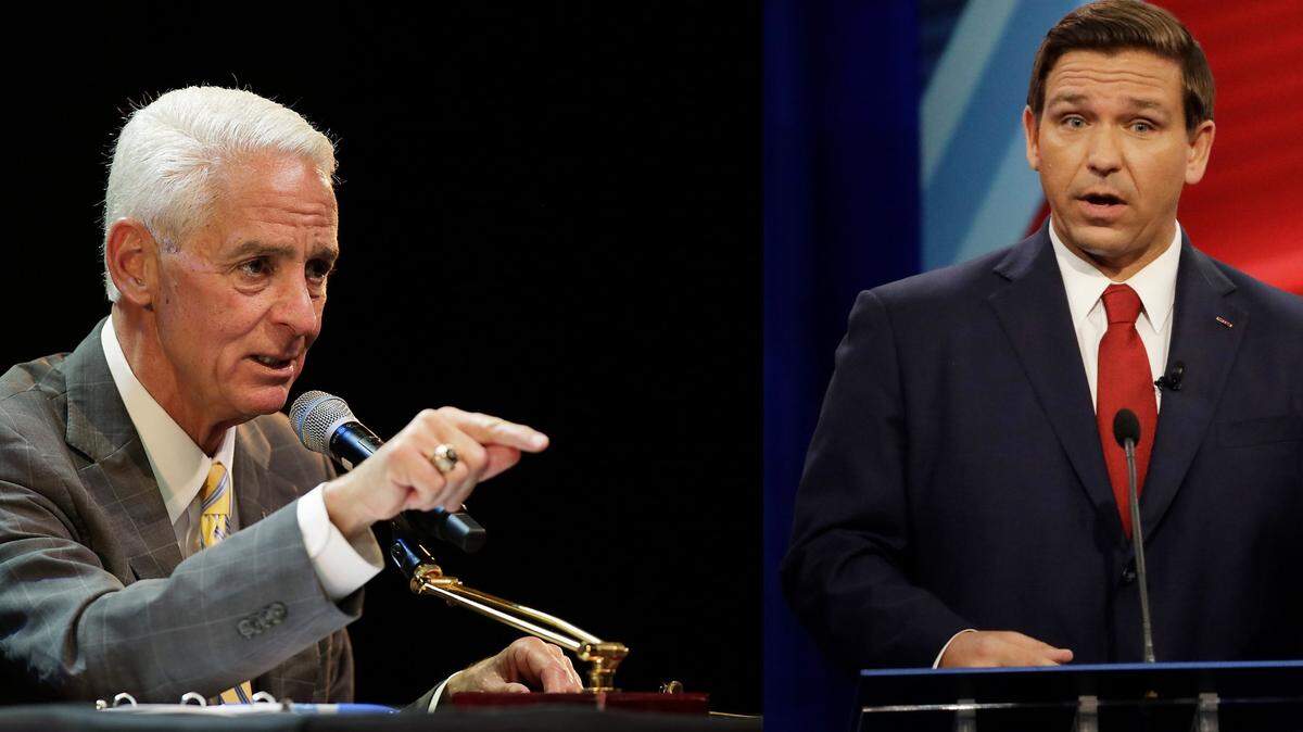 Democrat Charlie Crist (left) and Republican Gov. Ron DeSantis