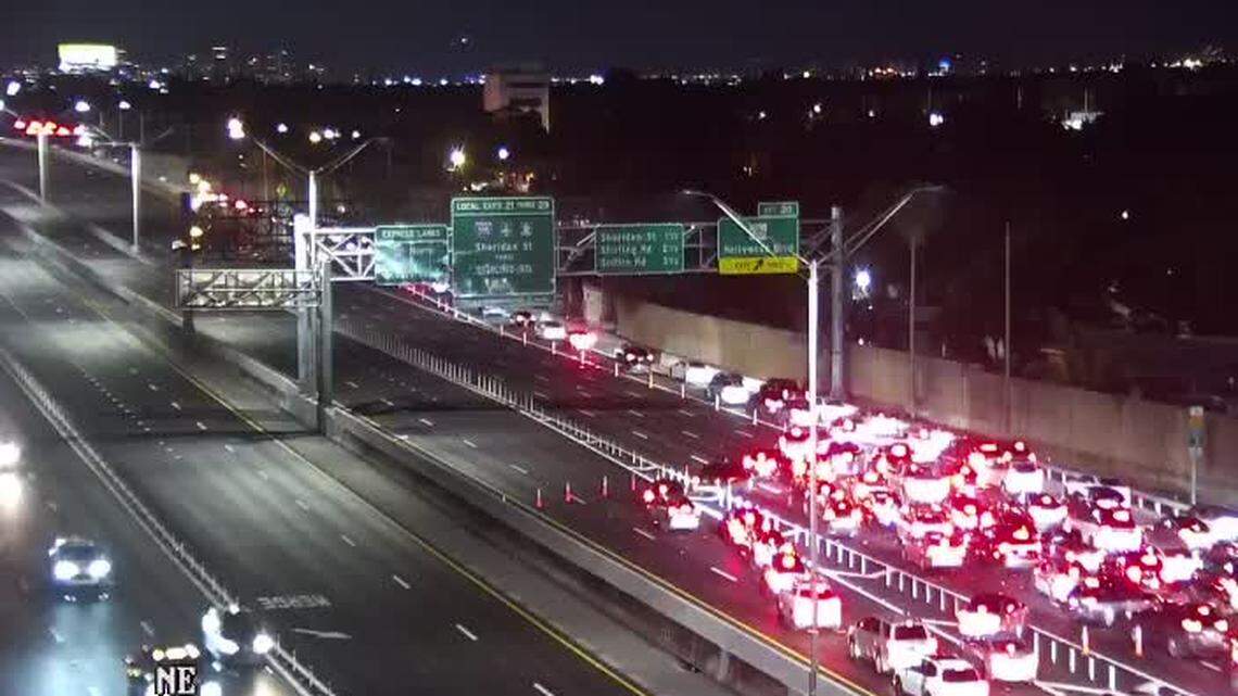 Traffic along I-95 in Broward after three car pile-up lands 10 people in the hospital.