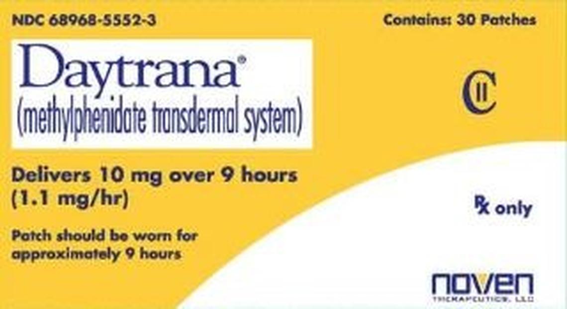 A 30-count box of Daytrana 10 mg patches.
